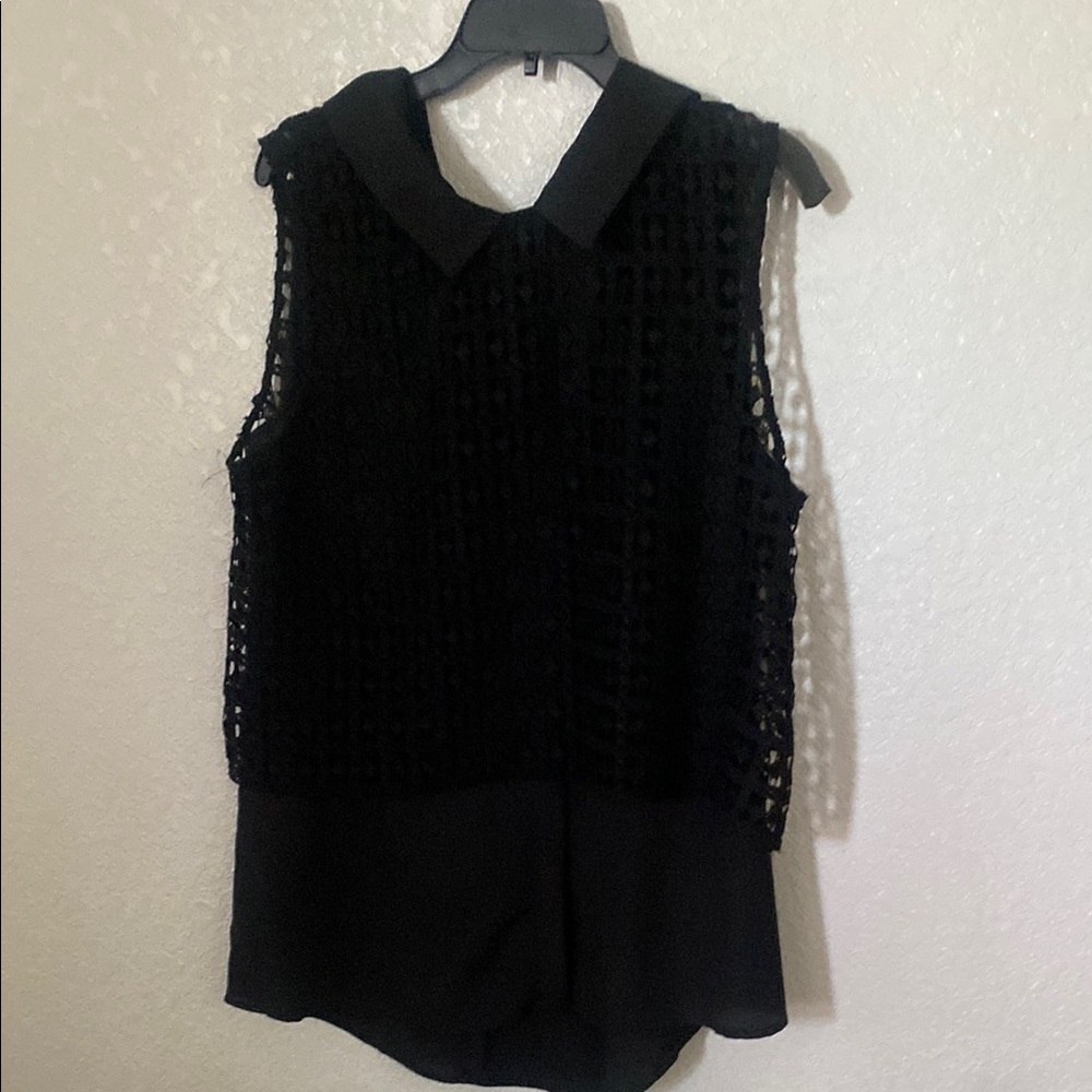 Cupcakes & Cashmere Black Crochet Sleeveless Top